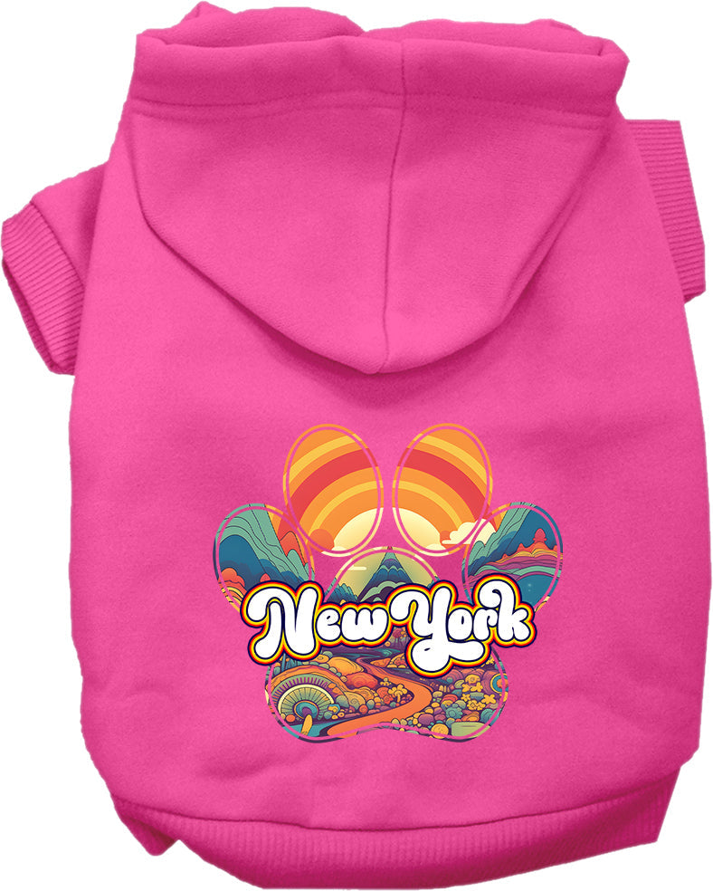 Pet Dog & Cat Screen Printed Hoodie for Small to Medium Pets (Sizes XS-XL), "New York Groovy Summit"