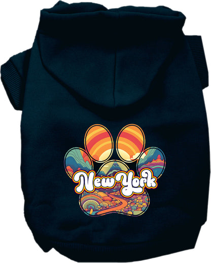 Pet Dog & Cat Screen Printed Hoodie for Small to Medium Pets (Sizes XS-XL), "New York Groovy Summit"