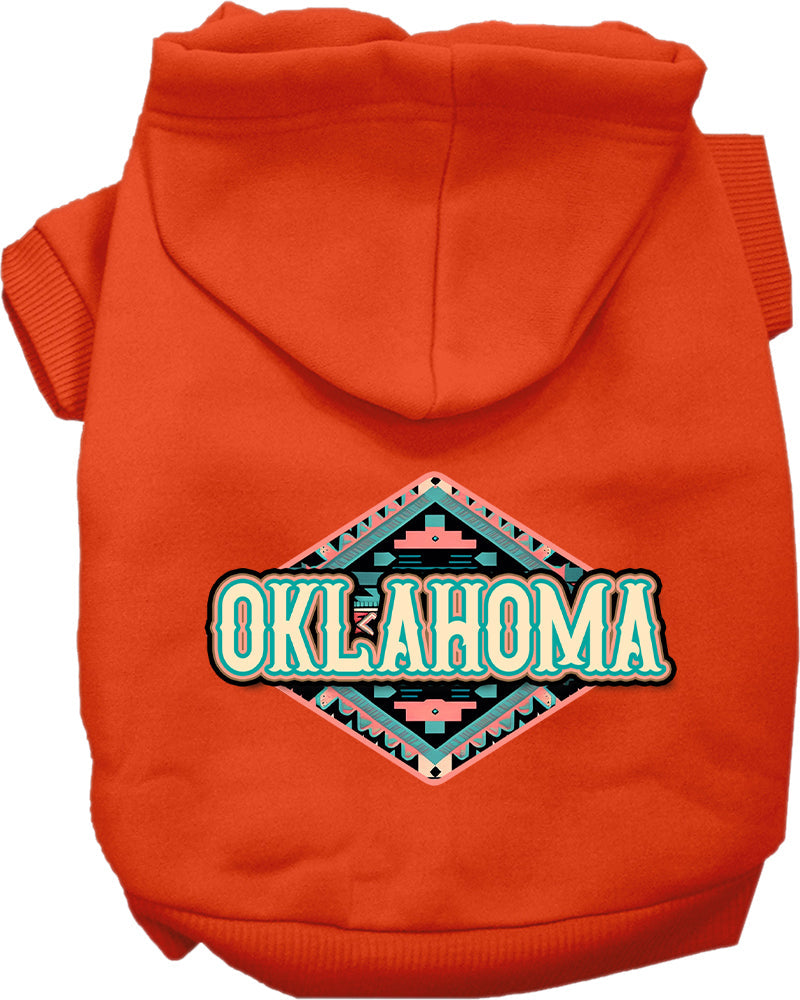 Pet Dog & Cat Screen Printed Hoodie for Small to Medium Pets (Sizes XS-XL), "Oklahoma Peach Aztec"