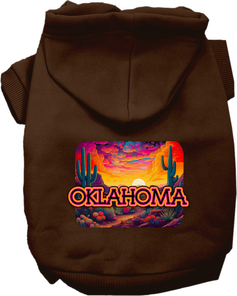 Sudadera con capucha serigrafiada para perros y gatos, para mascotas pequeñas y medianas (tallas XS a XL), "Oklahoma Neon Desert"