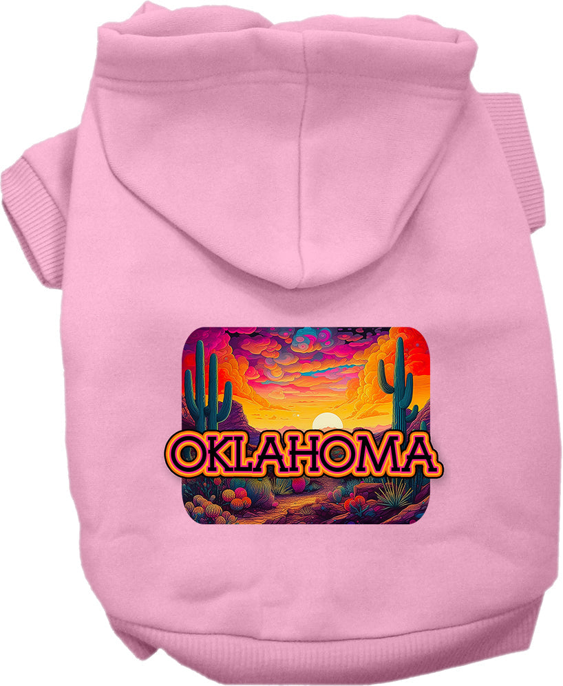 Sudadera con capucha serigrafiada para perros y gatos, para mascotas pequeñas y medianas (tallas XS a XL), "Oklahoma Neon Desert"