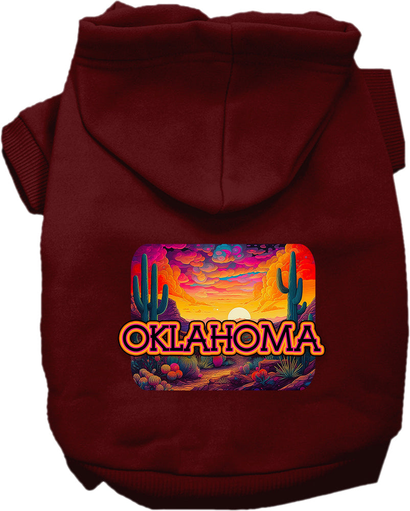 Sudadera con capucha serigrafiada para perros y gatos, para mascotas pequeñas y medianas (tallas XS a XL), "Oklahoma Neon Desert"