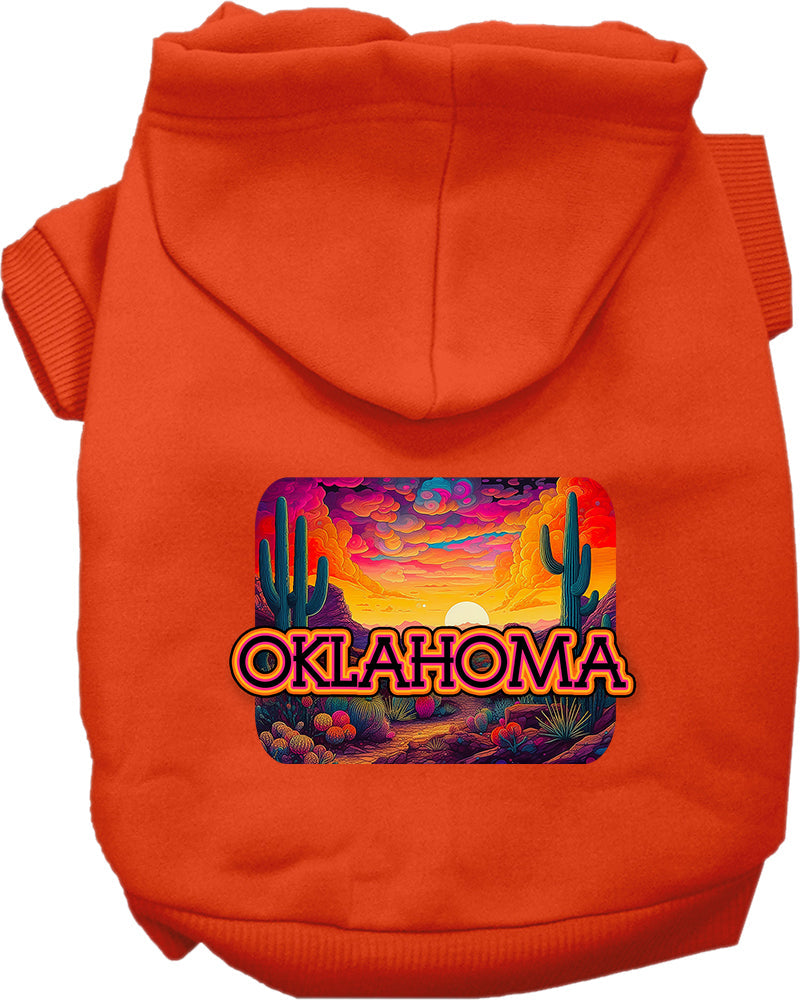 Pet Dog & Cat Screen Printed Hoodie for Small to Medium Pets (Sizes XS-XL), "Oklahoma Neon Desert"