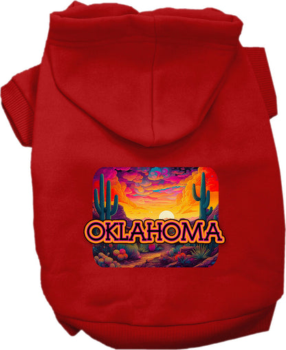 Sudadera con capucha serigrafiada para perros y gatos, para mascotas pequeñas y medianas (tallas XS a XL), "Oklahoma Neon Desert"