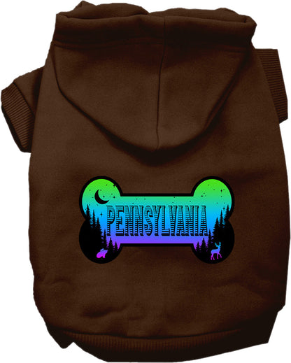 Sudadera con capucha serigrafiada para perros y gatos, para mascotas pequeñas y medianas (tallas XS a XL), "Pennsylvania Mountain Shades"