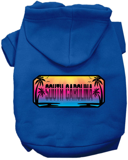 Pet Dog & Cat Screen Printed Hoodie for Small to Medium Pets (Sizes XS-XL), "South Carolina Beach Shades"