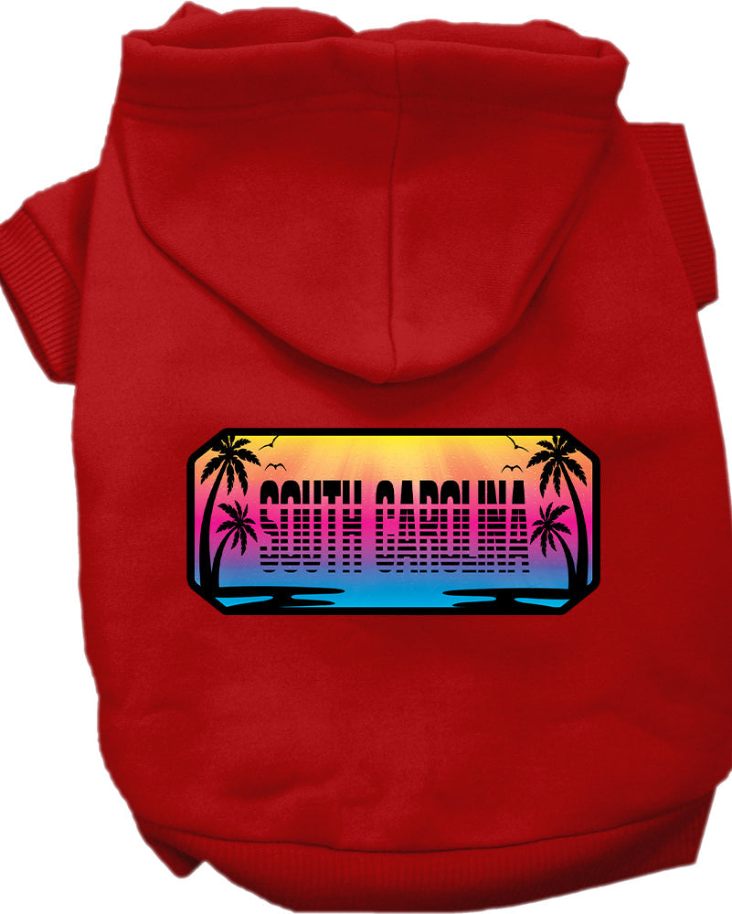 Pet Dog & Cat Screen Printed Hoodie for Small to Medium Pets (Sizes XS-XL), "South Carolina Beach Shades"