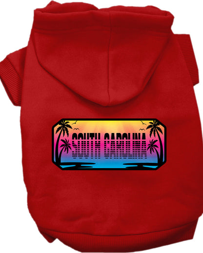 Pet Dog & Cat Screen Printed Hoodie for Small to Medium Pets (Sizes XS-XL), "South Carolina Beach Shades"