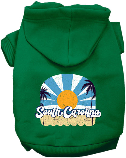 Sudadera con capucha serigrafiada para perros y gatos, para mascotas pequeñas y medianas (tallas XS a XL), "South Carolina Coast"