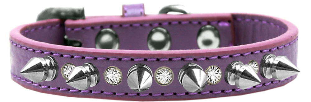 Pet and Dog Spike Collar, "Clear Crystals & Silver Spikes”