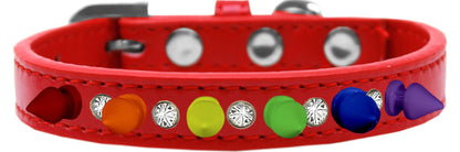 Pet and Dog Spike Collar, "Clear Crystals & Rainbow Spikes”