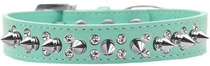 Pet and Dog Spike Collar, "Double Crystal & Silver Spikes"