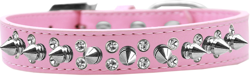 Pet and Dog Spike Collar, "Double Crystal & Silver Spikes"