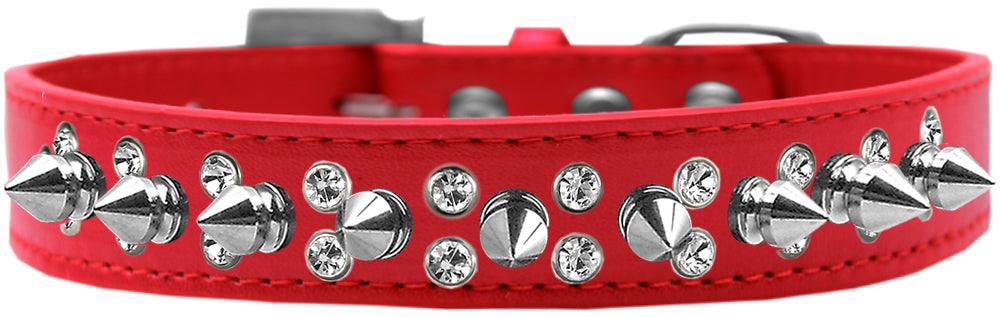 Pet and Dog Spike Collar, "Double Crystal & Silver Spikes"