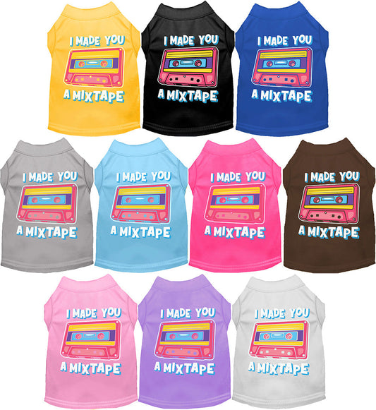 Fun Retro Cat or Dog Shirt for Pets "Made You a Mixtape"