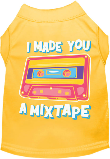 Fun Retro Cat or Dog Shirt for Pets "Made You a Mixtape"