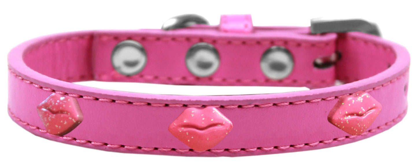 Collar de moda para perros, cachorros y mascotas, "Labios con purpurina rosa"