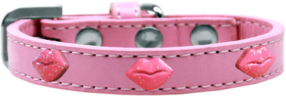 Collar de moda para perros, cachorros y mascotas, "Labios con purpurina rosa"