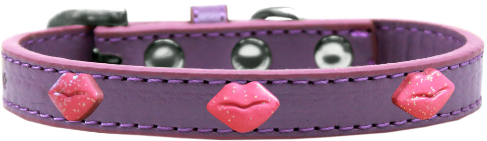 Collar de moda para perros, cachorros y mascotas, "Labios con purpurina rosa"