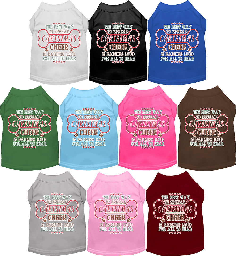 Cute Christmas Cat or Dog Shirt for Pets "Christmas Cheer by Barking Loud"
