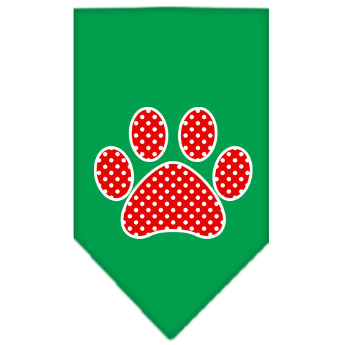 Pet and Dog Bandana Screen Printed, "Red Swiss Dot Paw"
