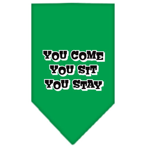 Pet and Dog Bandana Screen Printed, "You Come, You Sit, You Stay"
