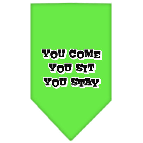 Pet and Dog Bandana Screen Printed, "You Come, You Sit, You Stay"