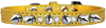 Dog, Puppy and Pet Designer Croc Collar, "Silver Spike & Clear Jewel"