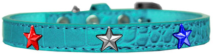 Collar de diseño Croc Widget para perros, cachorros y mascotas, "Estrellas rojas, blancas y azules"