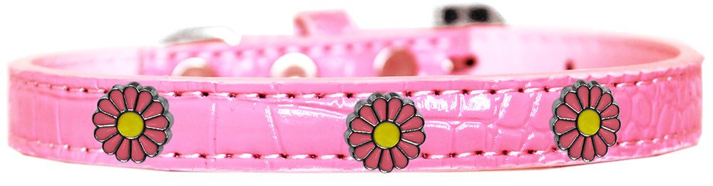 Collar con diseño de cocodrilo para perros, cachorros y mascotas, "Pink Daisies"