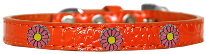 Collar con diseño de cocodrilo para perros, cachorros y mascotas, "Pink Daisies"