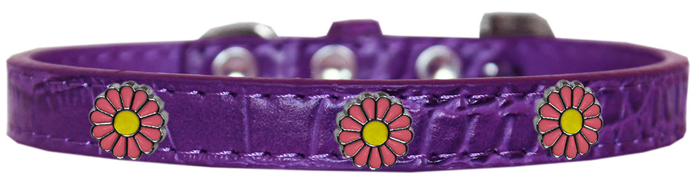 Collar con diseño de cocodrilo para perros, cachorros y mascotas, "Pink Daisies"