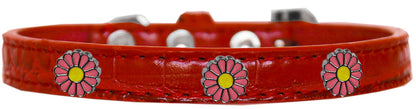 Collar con diseño de cocodrilo para perros, cachorros y mascotas, "Pink Daisies"