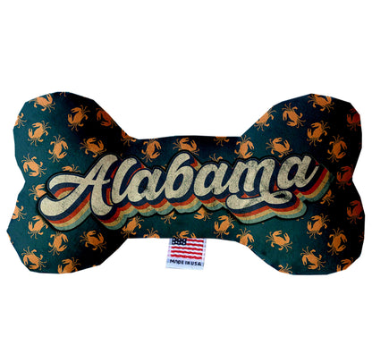 Pet & Dog Plush Bone Toys, "Alabama Coast" (Set 1 of 2 Alabama State Toy Options, available in different pattern options!)