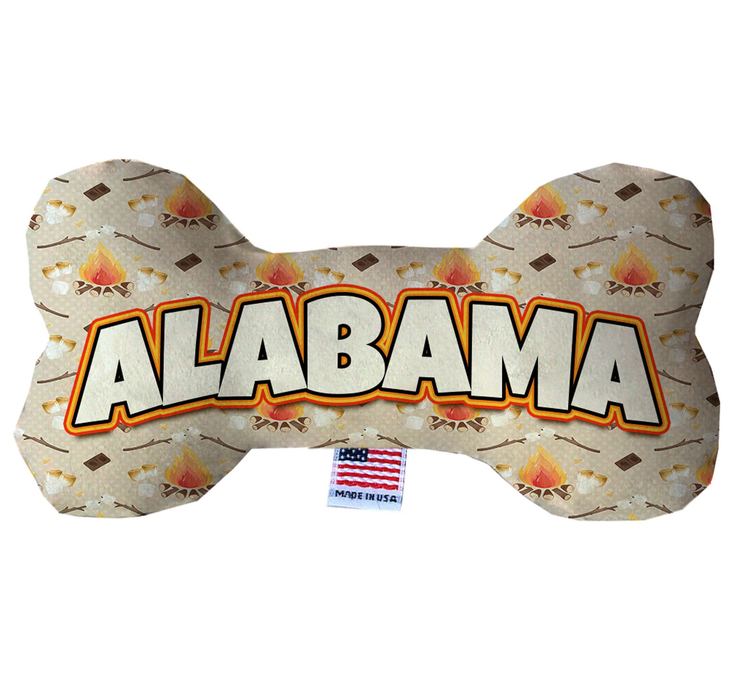 Juguetes de peluche en forma de hueso para mascotas y perros, "Montañas de Alabama" (juego 2 de 2 opciones de juguetes del estado de Alabama, disponibles en diferentes opciones de patrones)