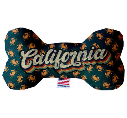 Juguetes de peluche en forma de hueso para mascotas y perros, "Playas de California" (juego 1 de 3 opciones de juguetes del estado de California)