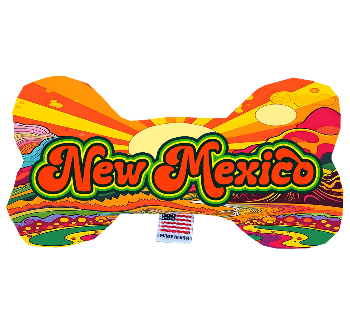 Juguetes de peluche en forma de hueso para mascotas y perros, "Montañas de Nuevo México" (juego 2 de 2 opciones de juguetes del estado de Nuevo México, disponibles en diferentes opciones de patrones)