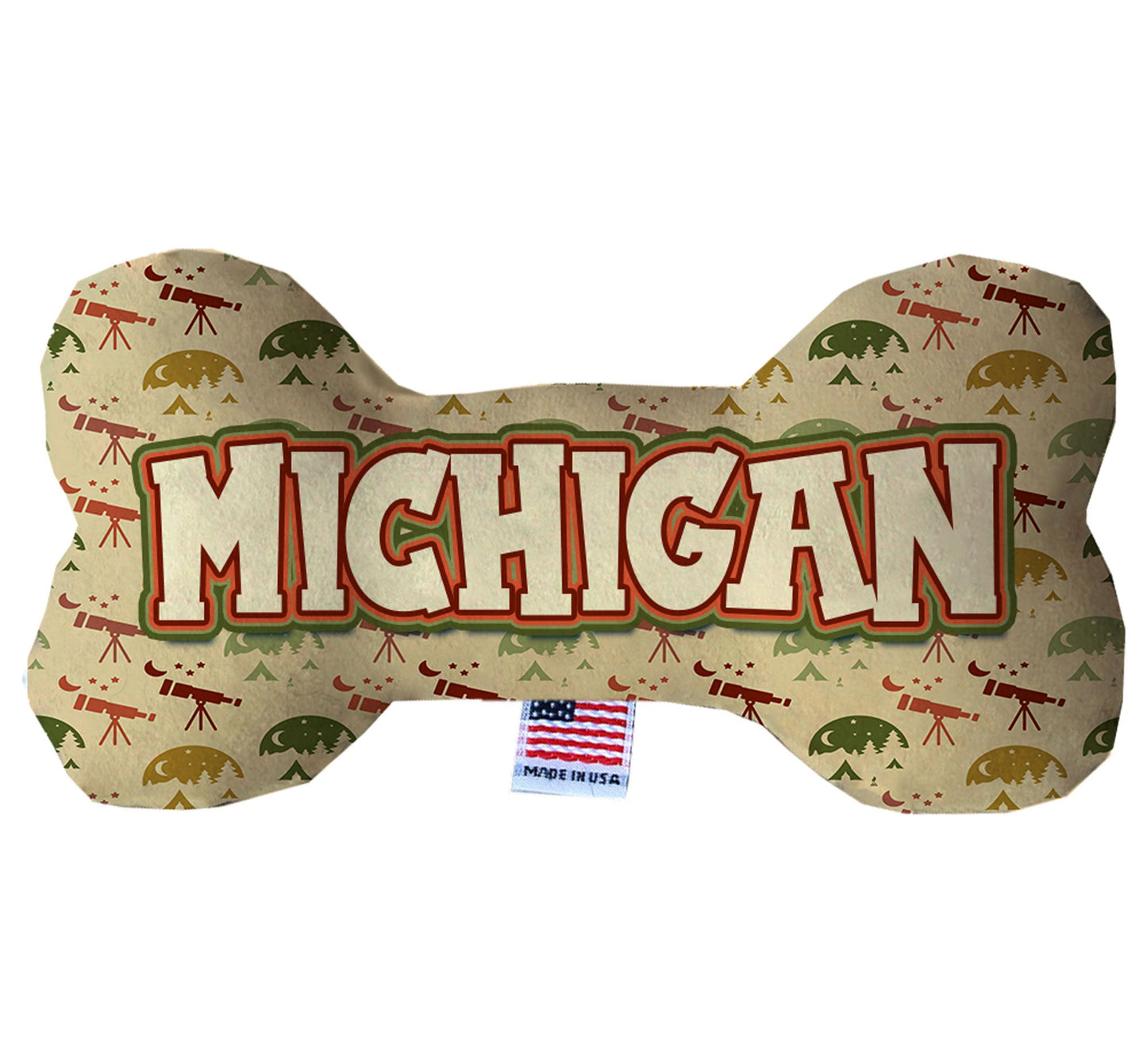 Pet & Dog Plush Bone Toys, "Michigan State Options" (Available in different pattern options)