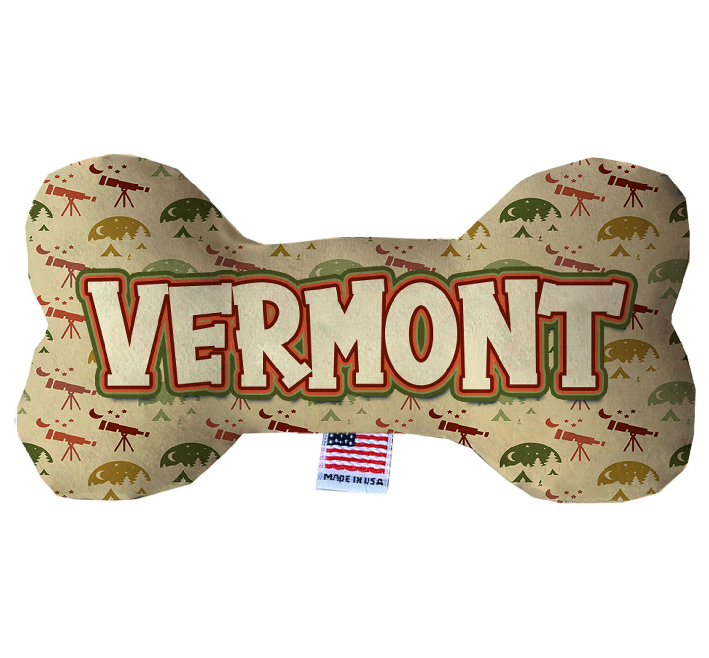 Pet & Dog Plush Bone Toys, "Vermont State Options" (Available in different pattern options)