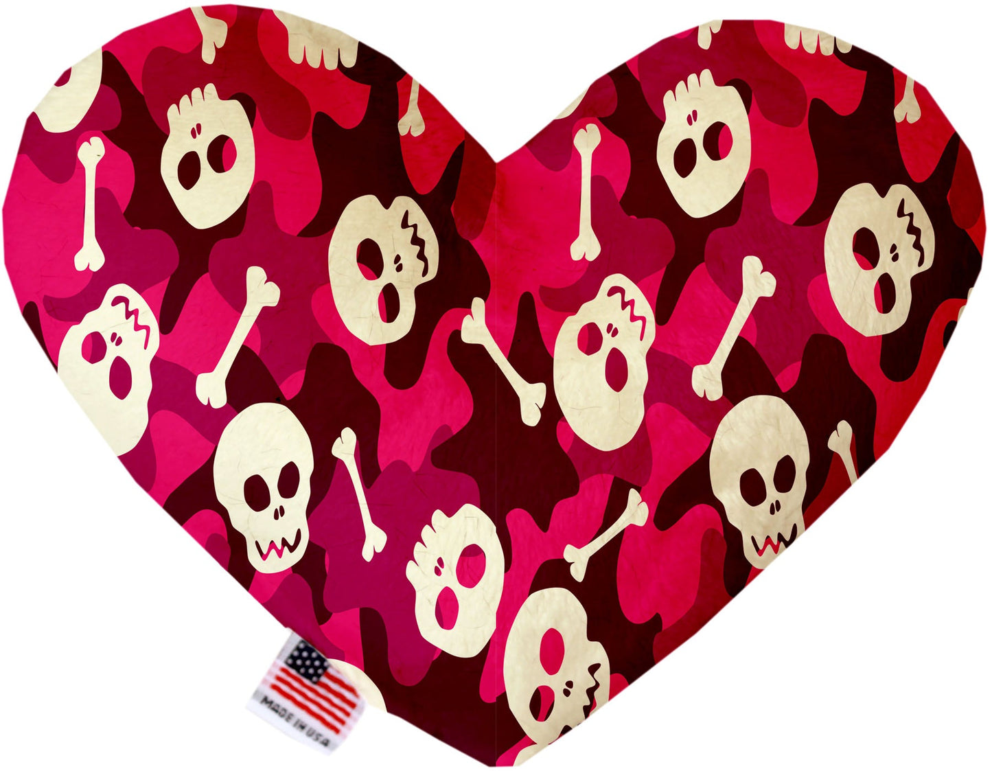 Juguete de peluche en forma de corazón o hueso para mascotas y perros, "Grupo Calaveras" (¡Disponible en diferentes tamaños y 12 opciones de patrones diferentes!)