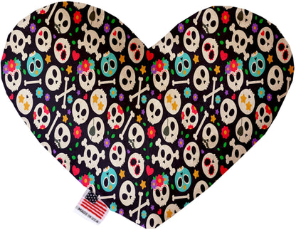 Juguete de peluche en forma de corazón o hueso para mascotas y perros, "Grupo Calaveras" (¡Disponible en diferentes tamaños y 12 opciones de patrones diferentes!)