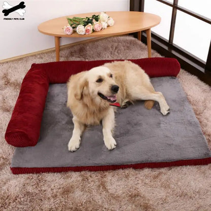 Soft Cushion L-Shaped Dog Bed, Machine Washable Cover and Detachable Mat