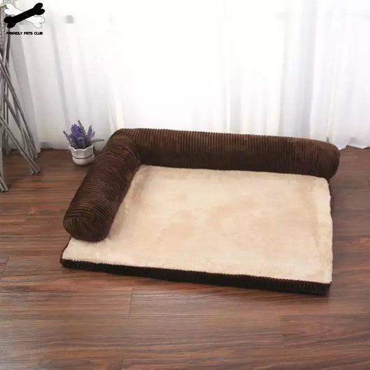 Soft Cushion L-Shaped Dog Bed, Machine Washable Cover and Detachable Mat