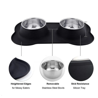 Benepaw Stainless Steel Anti-slip Double Feeding & Drinking Water Bowl