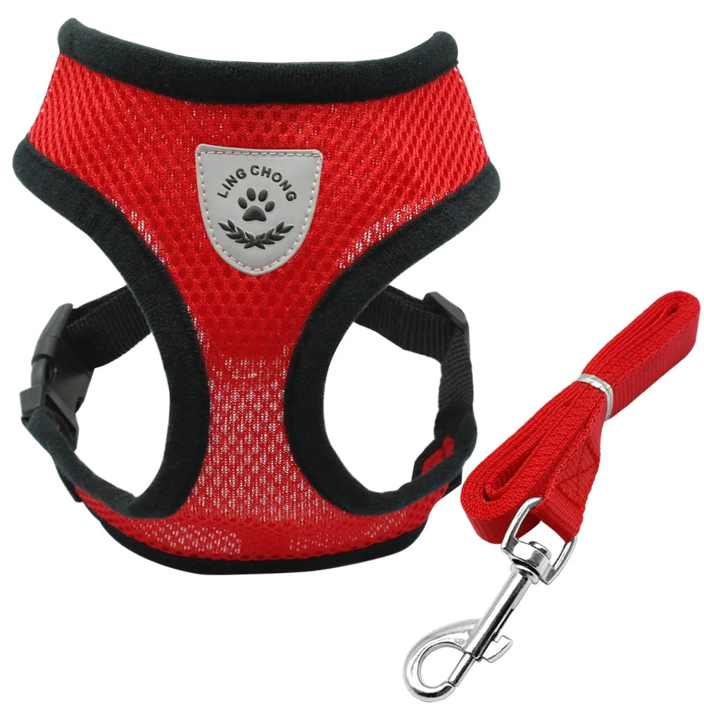 Soft Nylon Mesh Dog Harness and Leash Set
