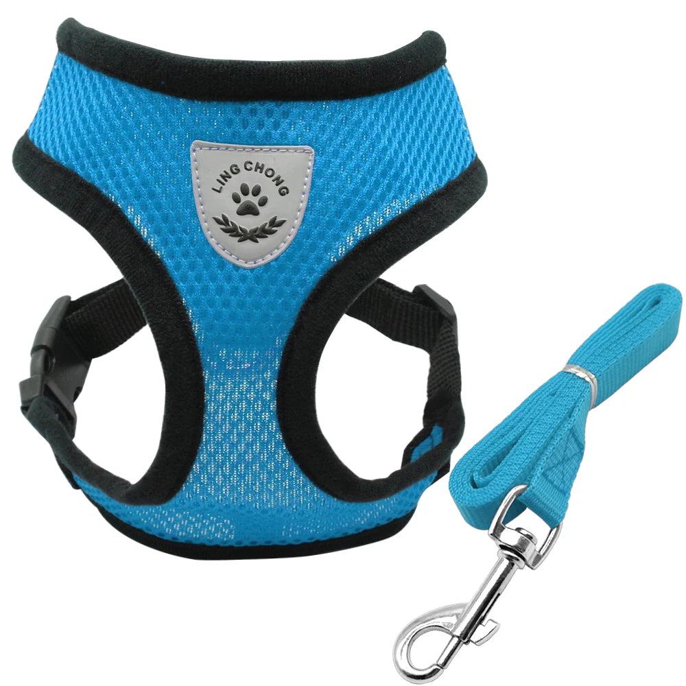 Soft Nylon Mesh Dog Harness and Leash Set