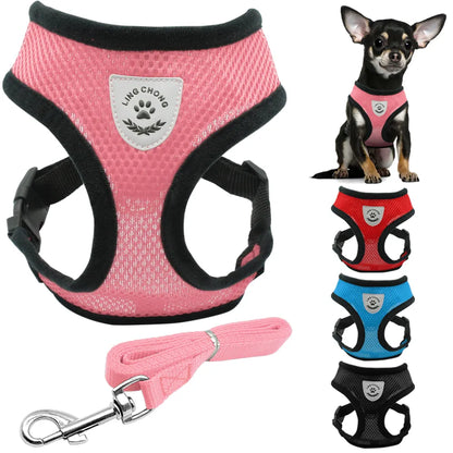 Soft Nylon Mesh Dog Harness and Leash Set
