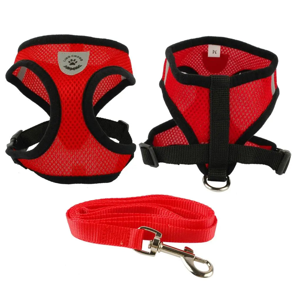 Soft Nylon Mesh Dog Harness and Leash Set