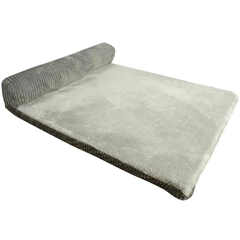 Soft Cushion L-Shaped Dog Bed, Machine Washable Cover and Detachable Mat