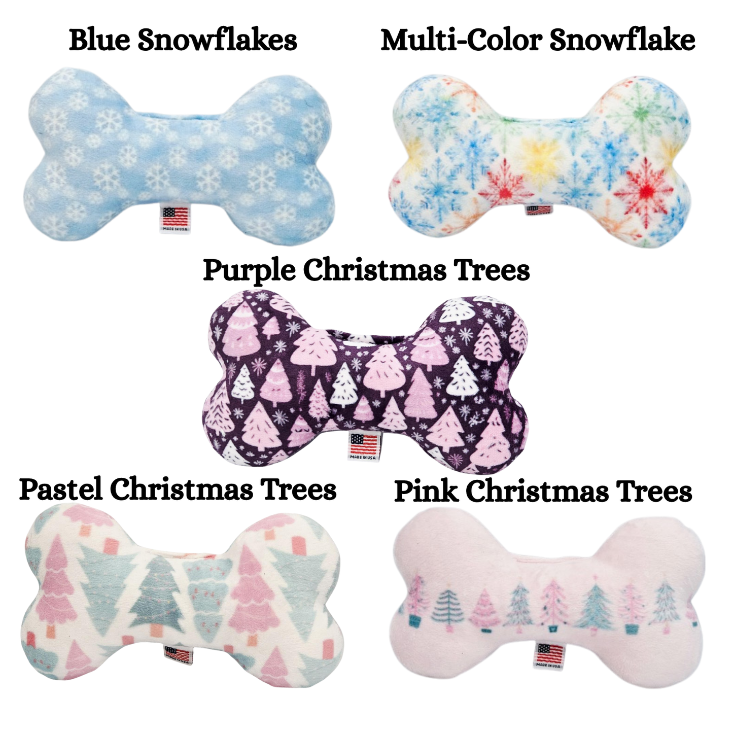 Pet and Dog Plush Bone Toy, "Pastel Christmas"